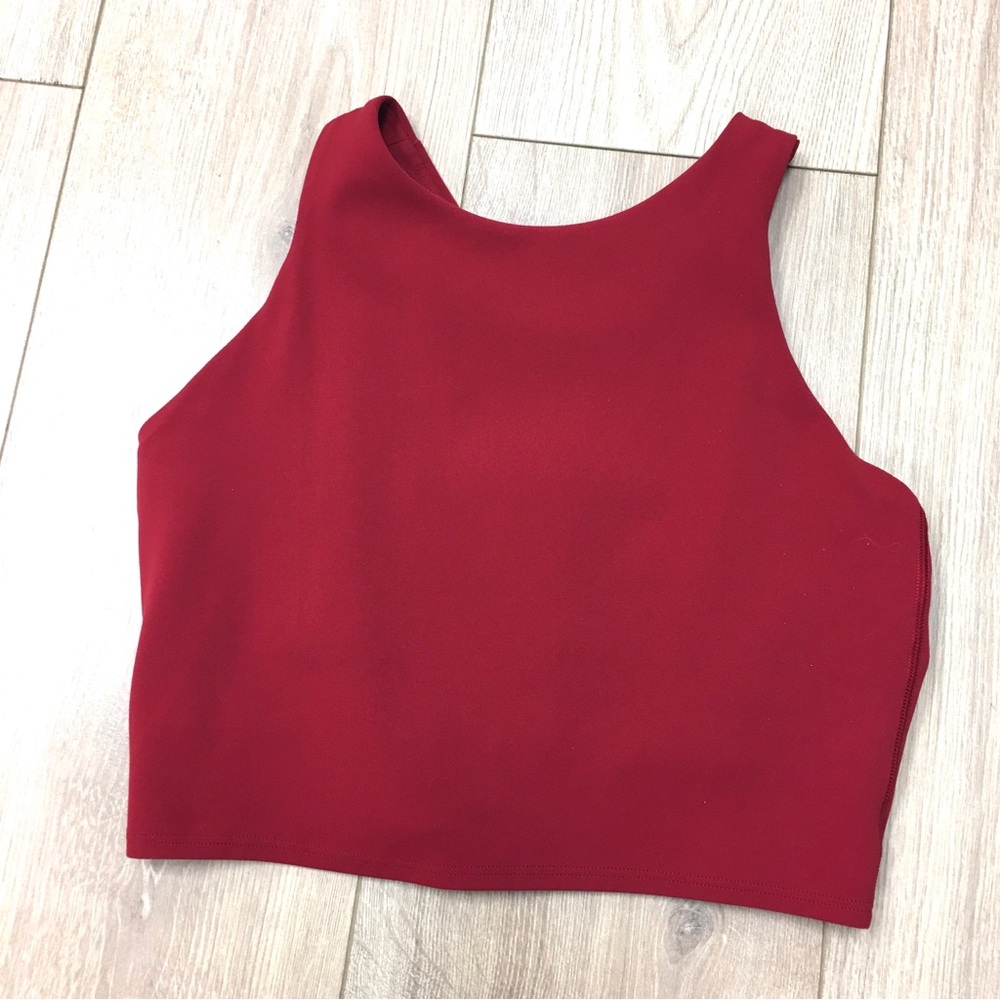 Athleta crop workout muscle tee top shirt red maroon fitness gym workout